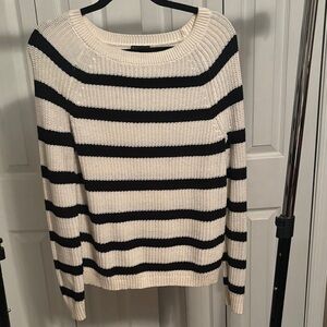 Express Black and Cream Striped Sweater